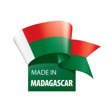 Madagaskar bayrağı, beyaz bir arka plan üzerinde vektör çizim