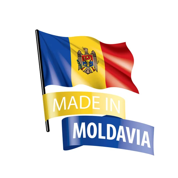 Moldawien-Flagge, Vektorabbildung auf weißem Hintergrund — Stockvektor