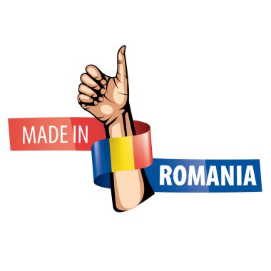 Beyaz arka planda Romanya bayrağı ve vektör illüstrasyonu