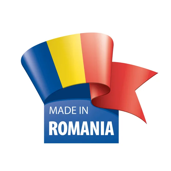 Σημαία Ρουμανίας, διανυσματική απεικόνιση σε λευκό φόντο — Διανυσματικό Αρχείο