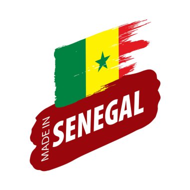 Senegal bayrağı, beyaz arkaplanda vektör çizimi