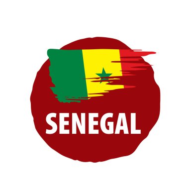 Senegal bayrağı, beyaz arkaplanda vektör çizimi