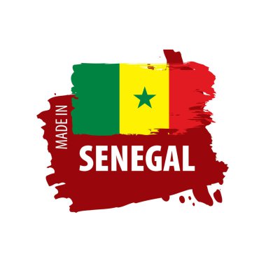Senegal bayrağı, beyaz arkaplanda vektör çizimi