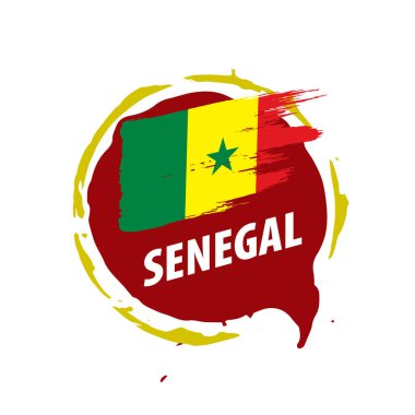 Senegal bayrağı, beyaz arkaplanda vektör çizimi
