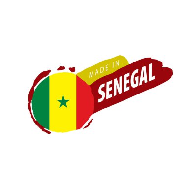 Senegal bayrağı, beyaz arkaplanda vektör çizimi