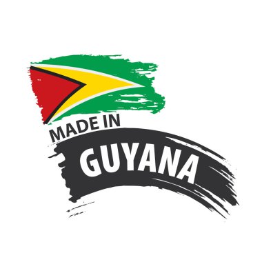 Guyana bayrağı, beyaz arkaplanda vektör illüstrasyonu