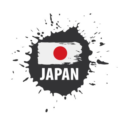Japon bayrağı, beyaz arkaplanda vektör illüstrasyonu
