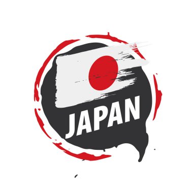 Japon bayrağı, beyaz arkaplanda vektör illüstrasyonu