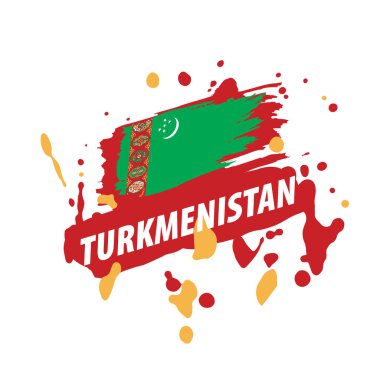 Türkmenistan bayrağı, beyaz bir arka plan üzerinde vektör çizim