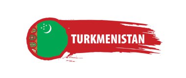 Türkmenistan bayrağı, beyaz bir arka plan üzerinde vektör çizim