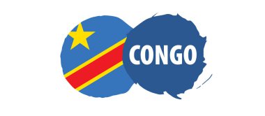 Demokratik Kongo Cumhuriyeti bayrağı, beyaz arka planda vektör illüstrasyonu