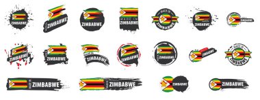 Beyaz arkaplanda Zimbabwe 'nin bayraklarının vektör kümesi