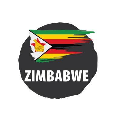 Zimbabwe bayrağı, beyaz arkaplanda vektör illüstrasyonu