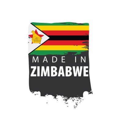 Zimbabwe bayrağı, beyaz arkaplanda vektör illüstrasyonu