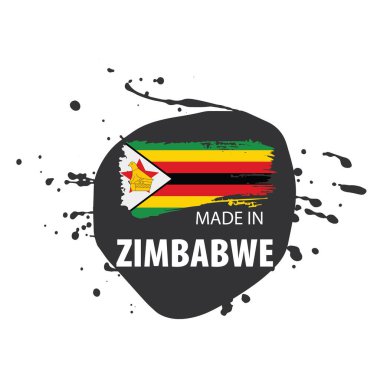 Zimbabwe bayrağı, beyaz arkaplanda vektör illüstrasyonu