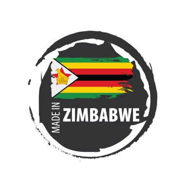 Zimbabwe bayrağı, beyaz arkaplanda vektör illüstrasyonu