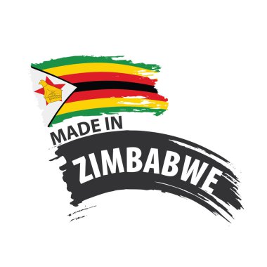 Zimbabwe bayrağı, beyaz arkaplanda vektör illüstrasyonu