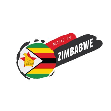 Zimbabwe bayrağı, beyaz arkaplanda vektör illüstrasyonu
