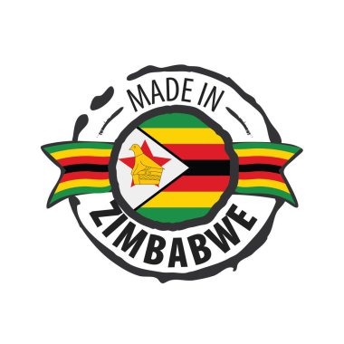 Zimbabwe bayrağı, beyaz arkaplanda vektör illüstrasyonu