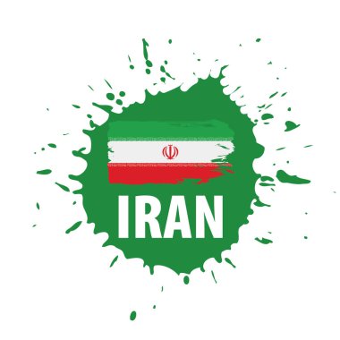 İran bayrağı, beyaz arka planda vektör illüstrasyonu