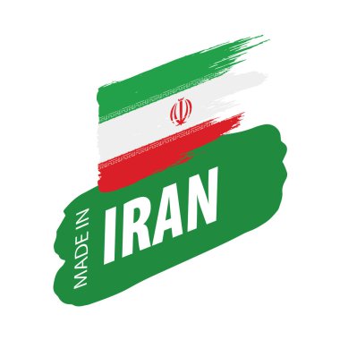 İran bayrağı, beyaz arka planda vektör illüstrasyonu