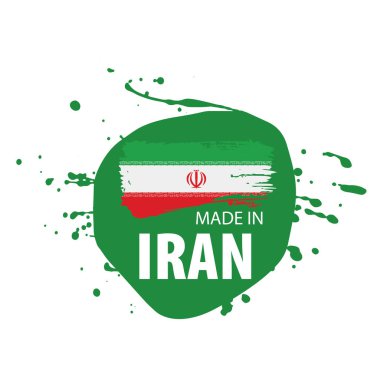 İran bayrağı, beyaz arka planda vektör illüstrasyonu