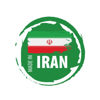 İran bayrağı, beyaz arka planda vektör illüstrasyonu