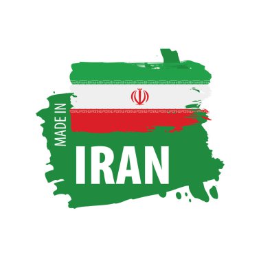 İran bayrağı, beyaz arka planda vektör illüstrasyonu