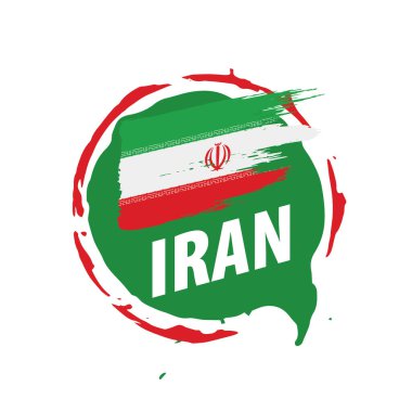 İran bayrağı, beyaz arka planda vektör illüstrasyonu