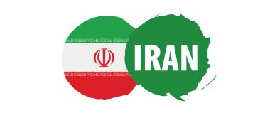 İran bayrağı, beyaz arka planda vektör illüstrasyonu