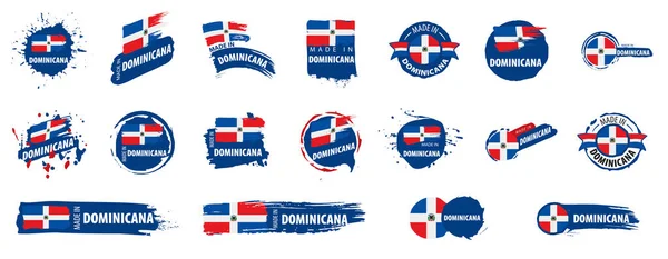 Vector conjunto de banderas de Dominicana sobre fondo blanco — Archivo Imágenes Vectoriales