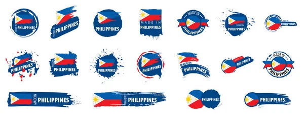 Conjunto vetorial de bandeiras das Filipinas em um fundo branco — Vetor de Stock