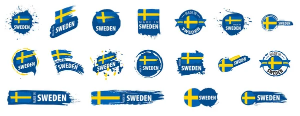 Διάνυσμα σύνολο σημαίες της Σουηδίας σε λευκό φόντο — Διανυσματικό Αρχείο