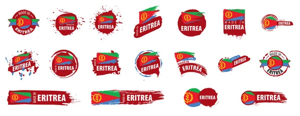 Conjunto vectorial de banderas de Eritrea sobre fondo blanco — Vector de stock