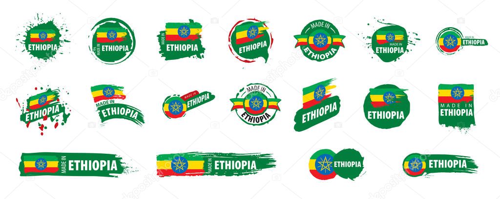 Vector set of flags of Ethiopia on a white background