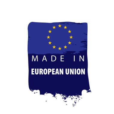 Beyaz arka planda Avrupa Birliği bayrağı ve vektör illüstrasyonu