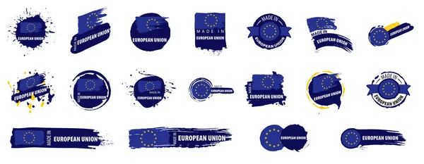 Vektor-Satz von Flaggen der Europäischen Union auf weißem Hintergrund — Stockvektor