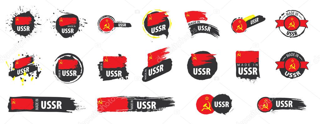 Vector set of flags of USSR on a white background