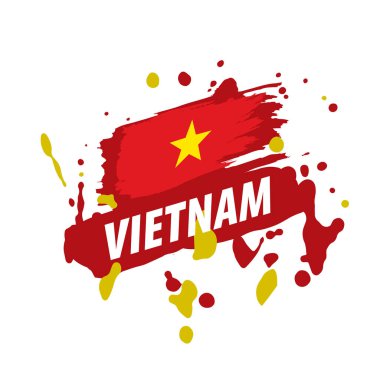 Vietnam bayrağı, beyaz arka planda vektör illüstrasyonu