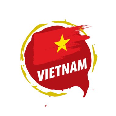 Vietnam bayrağı, beyaz arka planda vektör illüstrasyonu