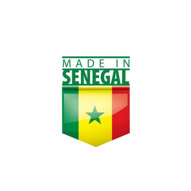 Senegal bayrağı, beyaz arkaplanda vektör çizimi