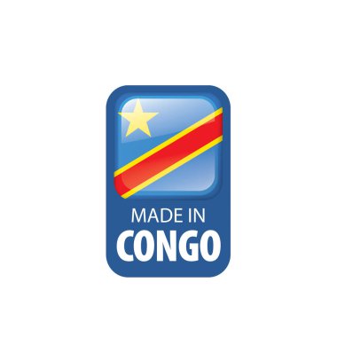 Demokratik Kongo Cumhuriyeti bayrağı, beyaz arka planda vektör illüstrasyonu