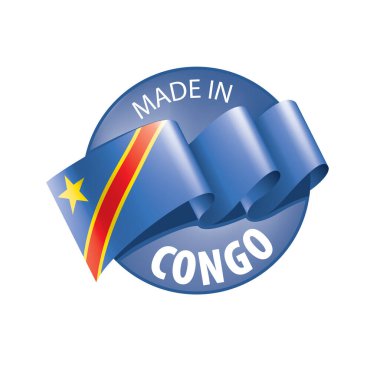 Demokratik Kongo Cumhuriyeti bayrağı, beyaz arka planda vektör illüstrasyonu