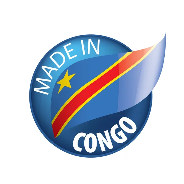 Bandera de la República Democrática del Congo, ilustración vectorial sobre fondo blanco — Vector de stock