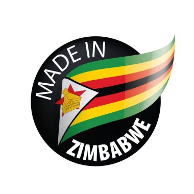 Zimbabwe bayrağı, beyaz arkaplanda vektör illüstrasyonu