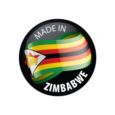 Zimbabwe bayrağı, beyaz arkaplanda vektör illüstrasyonu