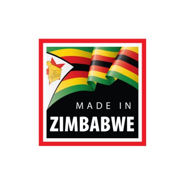 Zimbabwe bayrağı, beyaz arkaplanda vektör illüstrasyonu