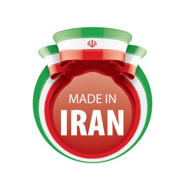 İran bayrağı, beyaz arka planda vektör illüstrasyonu