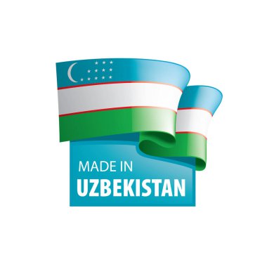 Özbekistan bayrağı ve beyaz arkaplan üzerindeki vektör illüstrasyonu