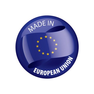 Beyaz arka planda Avrupa Birliği bayrağı ve vektör illüstrasyonu